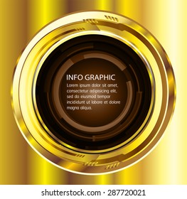 Dark brown gold Light circle Abstract Technology background for computer graphic website internet. text box.Brochure.card.banner. label. infographics.Metals, alloys, steel, aluminum.button