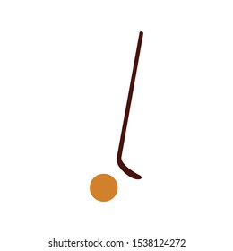 Dark brown golf stick with a light brown ball