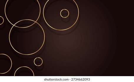 Fondo degradado marrón oscuro con decoración de línea de círculo de oro de lujo. Diseño minimalista y moderno de Premium. Concepto de diseño creativo elegante. Ilustración vectorial eps. 3