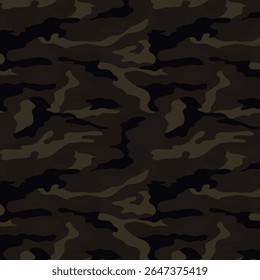 Dark Brown and Green Camouflage Seamless Military Pattern