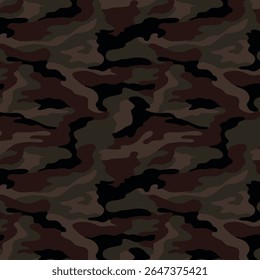 Dark Brown and Green Camouflage Seamless Military Pattern