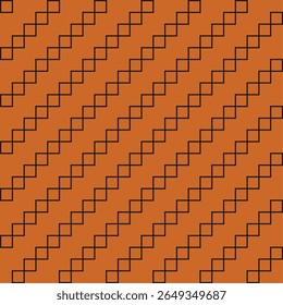Dark brown grid pattern created from small connecting squares on a orange background