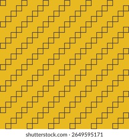 Dark brown grid pattern created from small connecting squares on a bright yellow background