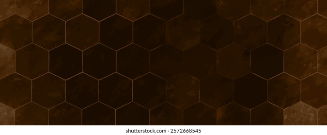 Dark brown hexagonal tile background, background with a textured, rustic style. The background features a rich brown color, brown tones. Minimal marble texture with hexagon pattern background vector