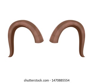 Dark brown horns. Vector illustration on white background.