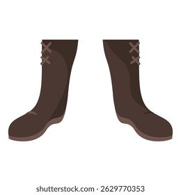 Botas de couro marrom escuro com cadarços. Ilustração vetorial
