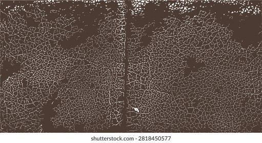 Dark brown leather surface texture featuring intricate cracks and distressed vintage pattern detail with surface covered complex