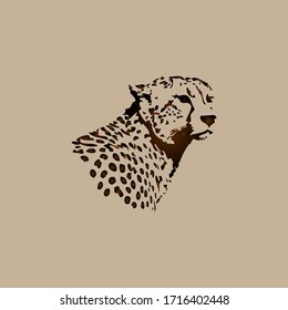 dark brown leopard head for a symbol or logo