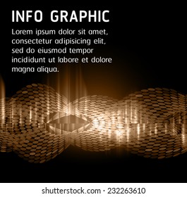 Dark brown Light Abstract Technology background for computer graphic website internet and business. text box. Brochure. card. wave. 