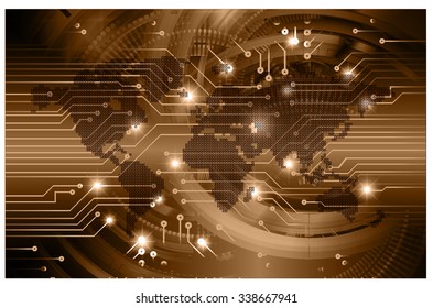 dark brown Light Abstract Technology background for computer graphic website internet business.circuit.illustration.digital.infographics.binary code. www.vector.motion move blur. World map Global