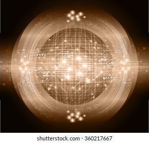 Dark brown Light Abstract Technology background for computer graphic website internet business. circuit. vector illustration. infographics. motion move blur.neon.eye