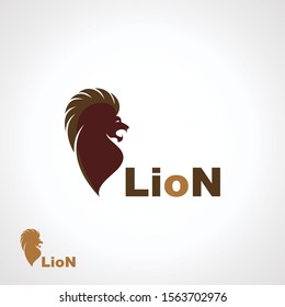 dark brown lion head , smart logo