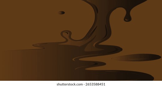 Dark brown liquid dripping and spreading.
