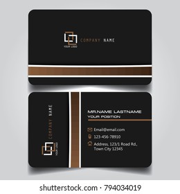 Dark Brown and little White creative modern name card and business card with horizontal standard size vector illustration.