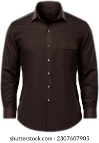 The dark brown long sleeve rich shirt has a button at the bottom
