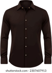 La camisa rica de manga larga de Dark Brown tiene un botón en la parte inferior