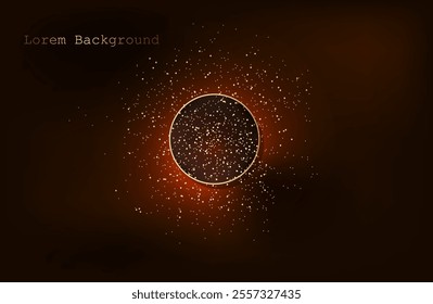 dark brown luxury background with golden circles and glitter lines. vector illustration