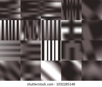 
Dark brown metallic steel striped gradient backgrounds set. Abstract pack of textures for any design.