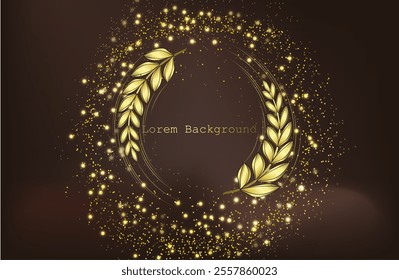 dark brown modern background. shine and shine on the background. silhouette of ears of corn or grain.
