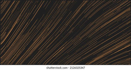 Dark Brown Moving, Flowing Particles in Curving Lines, Scarcely Striped Pattern - Digitally Generated Dark Futuristic Abstract Geometric Background Design in Editable Vector Format