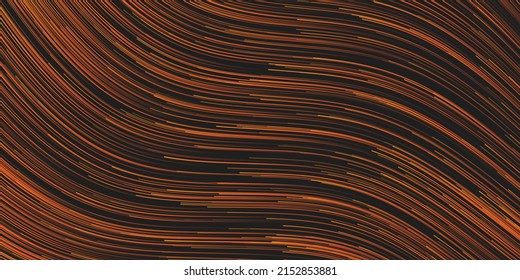 Dark Brown Moving Particles in Curving Lines, Scarcely Striped Pattern - Digitally Generated Dark Futuristic Abstract Geometric Background Design in Editable Vector Format