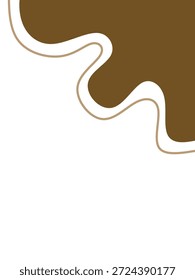 Marco orgánico marrón oscuro de la esquina de la gota en el fondo blanco. Diseño minimalista de Vector de borde de forma fluida marrón. Elemento de esquina de curva líquida Abstractas Mocha