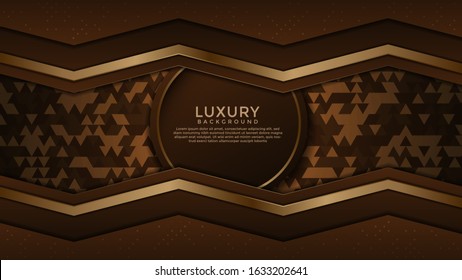 Dark Brown Premium abstract background with gold lines isolated on textured background. Premium Vector. Eps 10