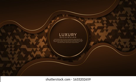 Dark Brown Premium abstract background with gold lines isolated on textured background. Premium Vector. Eps 10