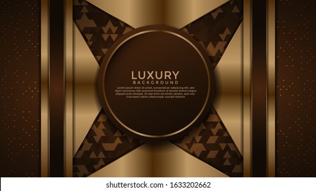 Dark Brown Premium abstract background with gold lines isolated on textured background. Premium Vector. Eps 10