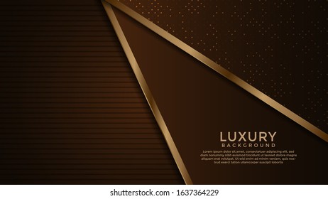 Dark Brown Premium abstract background with gold lines isolated on textured background. Premium Vector. Eps 10