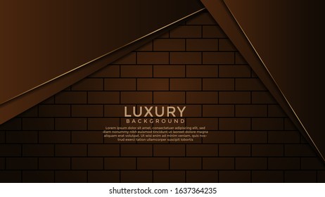 Dark Brown Premium abstract background with gold lines isolated on textured background. Premium Vector. Eps 10