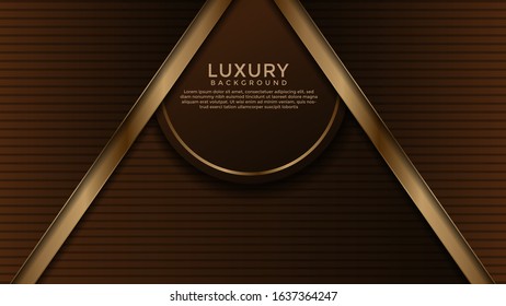 Dark Brown Premium abstract background with gold lines isolated on textured background. Premium Vector. Eps 10