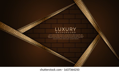 Dark Brown Premium abstract background with gold lines isolated on textured background. Premium Vector. Eps 10