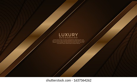 Dark Brown Premium abstract background with gold lines isolated on textured background. Premium Vector. Eps 10