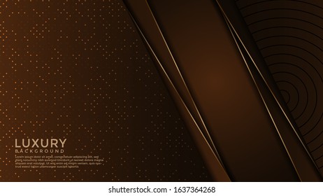 Dark Brown Premium abstract background with gold lines isolated on textured background. Premium Vector. Eps 10