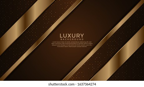 Dark Brown Premium abstract background with gold lines isolated on textured background. Premium Vector. Eps 10