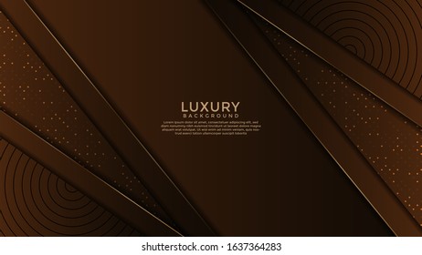 Dark Brown Premium abstract background with gold lines isolated on textured background. Premium Vector. Eps 10