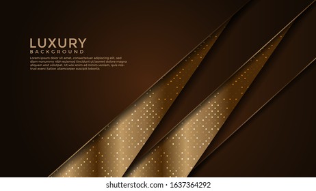 Dark Brown Premium abstract background with gold lines isolated on textured background. Premium Vector. Eps 10