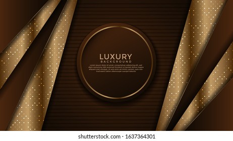 Dark Brown Premium abstract background with gold lines isolated on textured background. Premium Vector. Eps 10