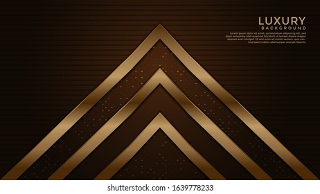 Dark Brown Premium abstract background with gold lines isolated on textured background. Premium Vector. Eps 10
