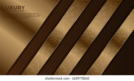 Dark Brown Premium abstract background with gold lines isolated on textured background. Premium Vector. Eps 10