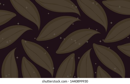Dark Brown Random Leaf Pattern