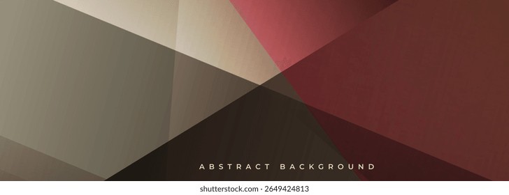 Dark brown and red modern abstract background. with 3d geometric shapes. Vector illustration wide banner in retro colors