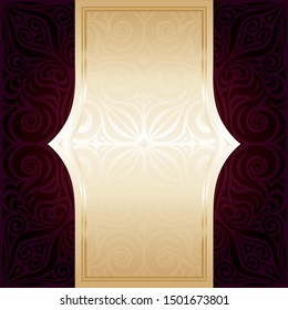Dark Brown Red wallpaper vector invitation mandala design background with gold copy space