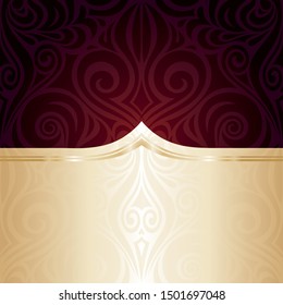 Dark Brown Red wallpaper vector invitation background with gold copy space