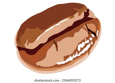 Dark brown roasted coffee beans isolated on white background, Raw processed food for drinks refreshment, Vector graphic set of coffee bean