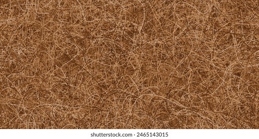 Alfombra shag marrón oscuro en un patrón sin fisuras. Textura de las fibras de coco. Colchón natural biodegradable para niños. Peludo grunge bg