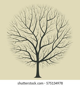 dark brown silhouette of a tree on a light background