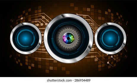 dark brown silver color Light Abstract Technology background for computer graphic website internet and business. circuit. vector illustration. infographics. eyeball . eye. pixel. www.