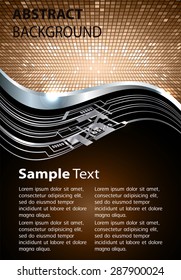 dark brown silver Light Abstract Technology background for computer graphic website internet. text box. Brochure. card. wave. label. banner. curve. pixel.